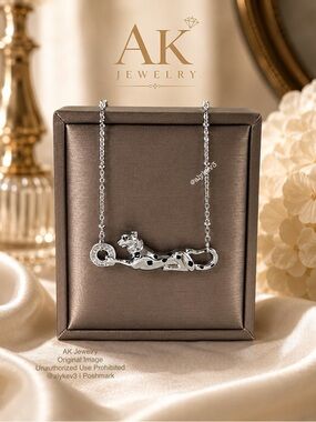 💎LUXURY Panther, AK Jewelry Crystal Pave Collar, Beaded Chain